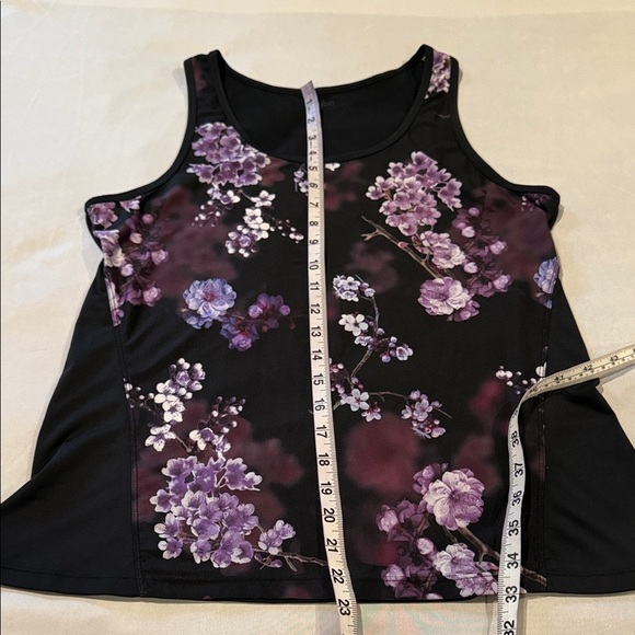 Hyba Tank Top Floral Black and Purple Women's Size L - Picture 4 of 7